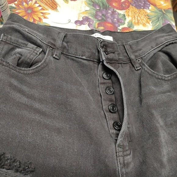 New PacSun Black Distressed High Rise Straight Jeans Size Women's 27 - Picture 5 of 5